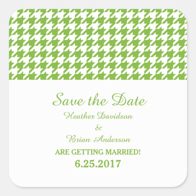Houndstooth Salve os adesivos de Data, Verde (Frente)