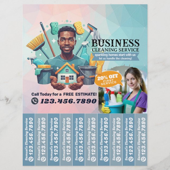 House cleaning Maid Service Flyer Tear Off Strips (Frente)