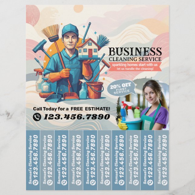 House cleaning Maid Service Flyer Tear Off Strips (Frente)