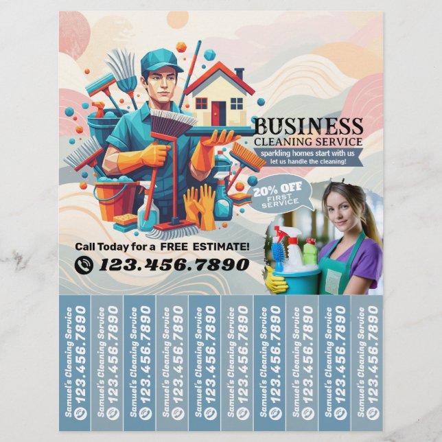 House cleaning Maid Service Flyer Tear Off Strips (Frente)