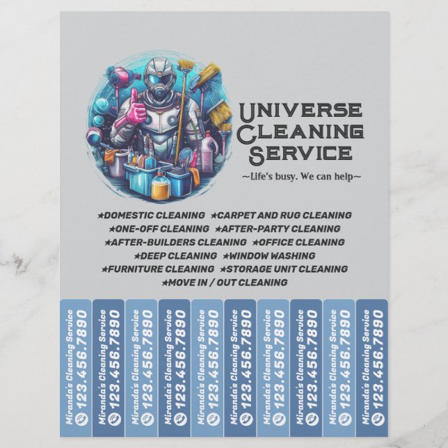 House cleaning Maid Service Flyer Tear Off Strips (Frente)