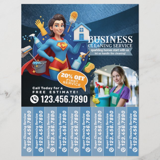 House cleaning Maid Service Flyer Tear Off Strips (Frente)