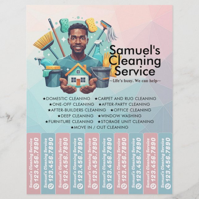 House cleaning Maid Service Flyer Tear Off Strips (Frente)