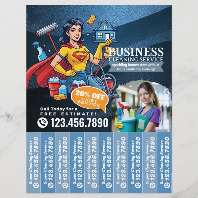 House cleaning Maid Service Flyer Tear Off Strips (Frente)