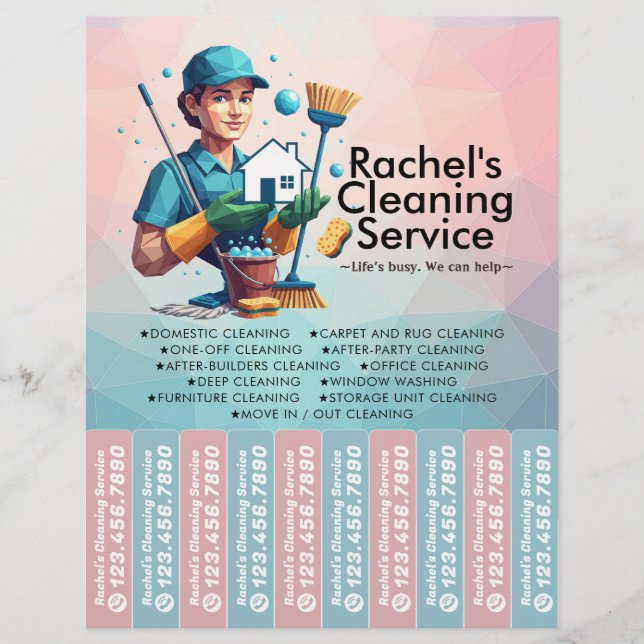 House cleaning Maid Service Flyer Tear Off Strips (Frente)