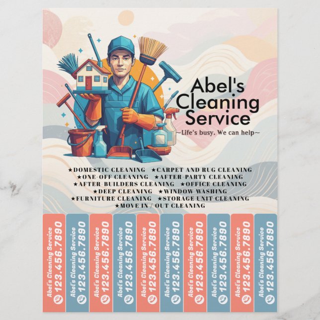 House cleaning Maid Service Flyer Tear Off Strips (Frente)