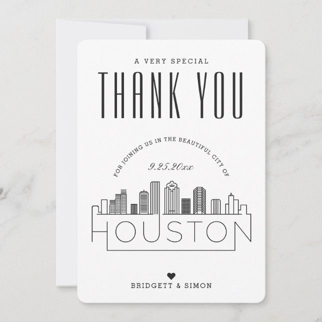 Houston Wedding | Obrigado + Cartão com fotos (Frente)