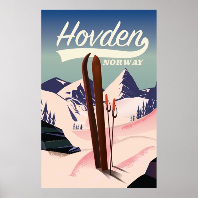 Hovden Norway Ski poster de viagens. (Frente)