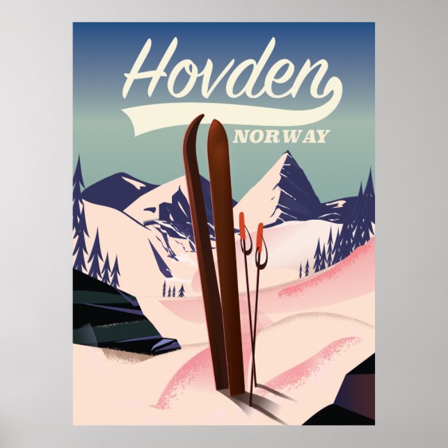 Hovden Norway Ski poster de viagens. Pôster (Frente)