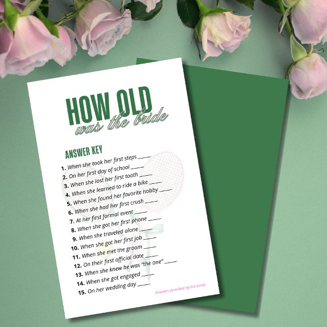 How Old Was the Bride Answer Key | Tennis Game  (Criador carregado)