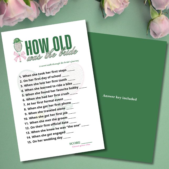 How Old Was the Bride Tennis Bridal Shower Game (Criador carregado)