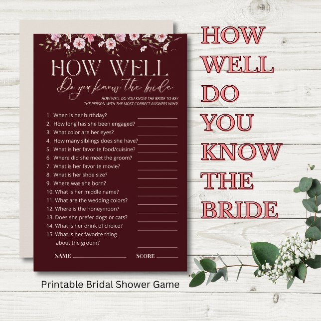 How Well Do You Know the Bride Bridal Shower Game (Criador carregado)