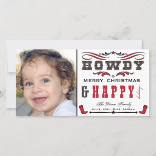 Howdy Cowboy Ocidental Cartões de fotos de Natal