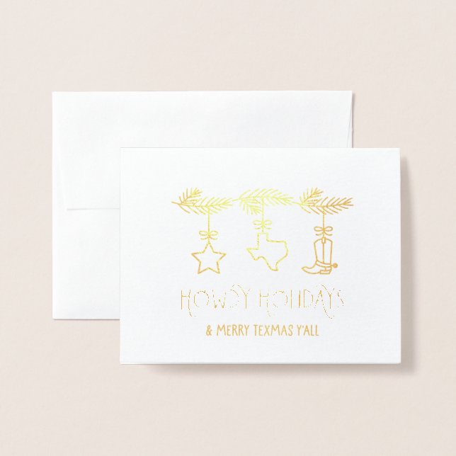Howdy Holidays, Texas - Cartão de Saudação de Nata (Frente com envelope)