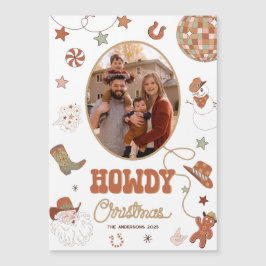 Howdy Retro Western Photo Christmas Magnetic Card