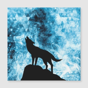 Howling Winter Wolf Snowy Blue SmoAbstrato