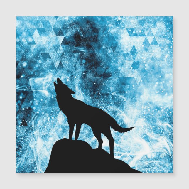 Howling Winter Wolf Snowy Blue SmoAbstrato (Frente)