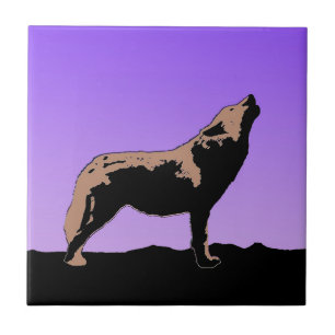 Howling Wolf at Sunset - Arte original sobre a vid