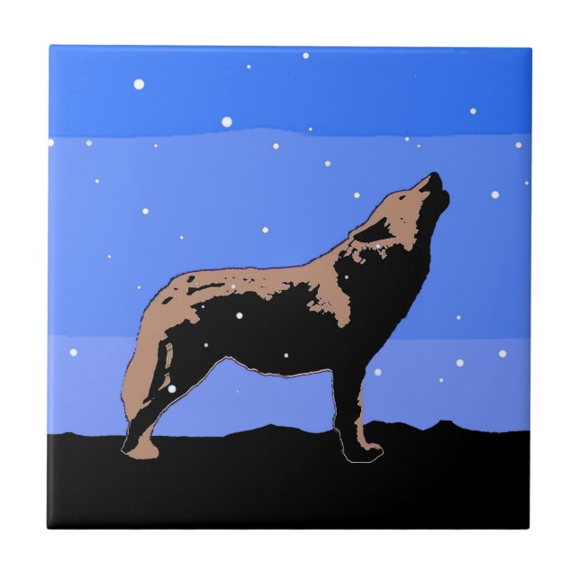 Howling Wolf no inverno - Arte original sobre a vi (Frente)