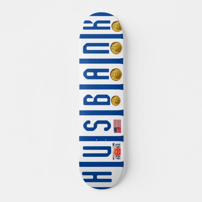 HU$BANK OFFICK 7, 3/4" skateboard Deck (Frente)