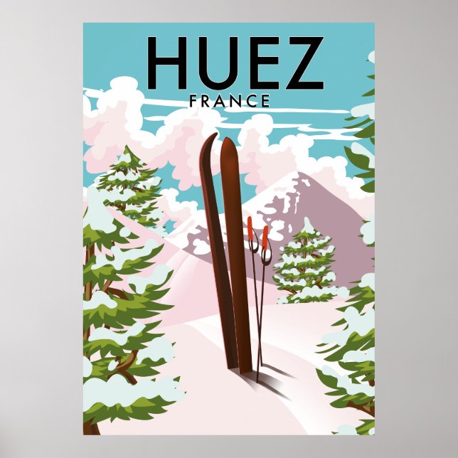 Huez France Retro ski poster (Frente)