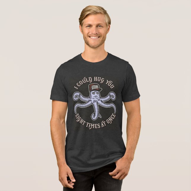 Hug Power: Engraçado Octopus Retro Tee (Frente Completa)