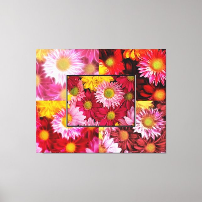 HUGE Daisies Quadtych Art Canvas (Frente)