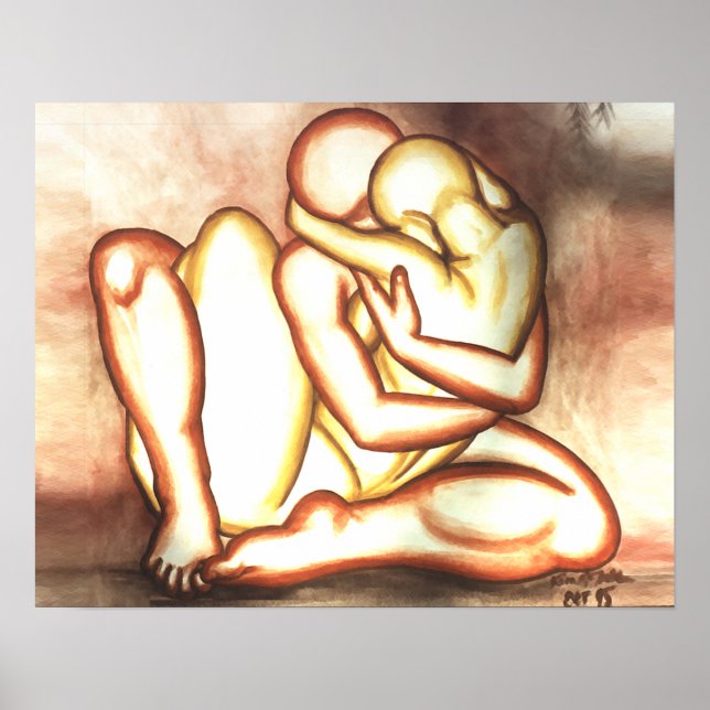 Hugs Poster Loving Embrace Print Figure Drawing (Frente)