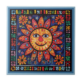 Huichol Loteria Cerâmica Azulejo El Sol Cerâmica