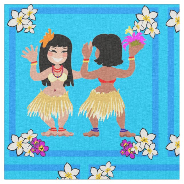 Hula Dancers Impressão no Tecido (Detalhe)