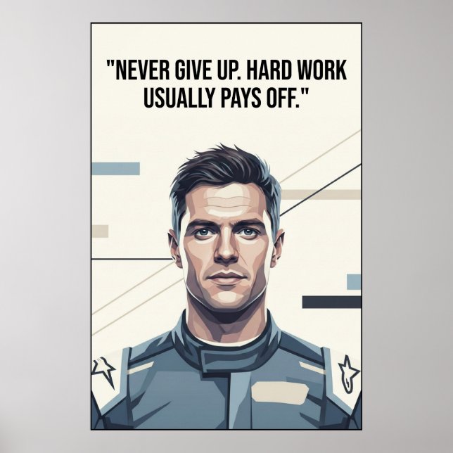 Hülkenberg Quote Poster – Never Give Up (Frente)
