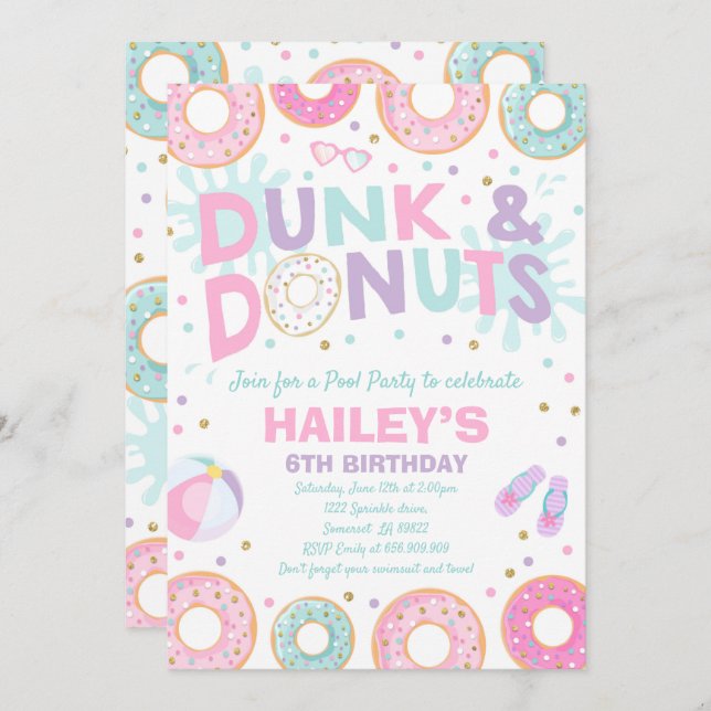 Húmido do convite da festa na piscina e festa na (Frente/Verso)