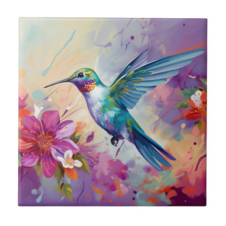 Hummingbird Colorido com Flores