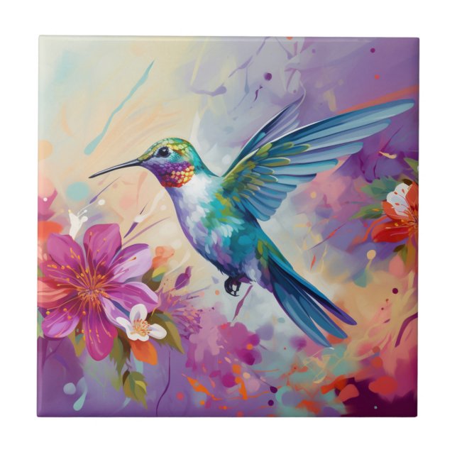 Hummingbird Colorido com Flores (Frente)