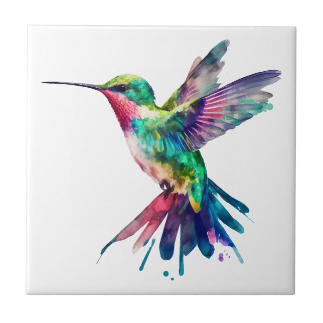Hummingbird Colorido Elegante Aquarela (Frente)