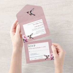 Hummingbird e Hibiscus Casamento Rosa