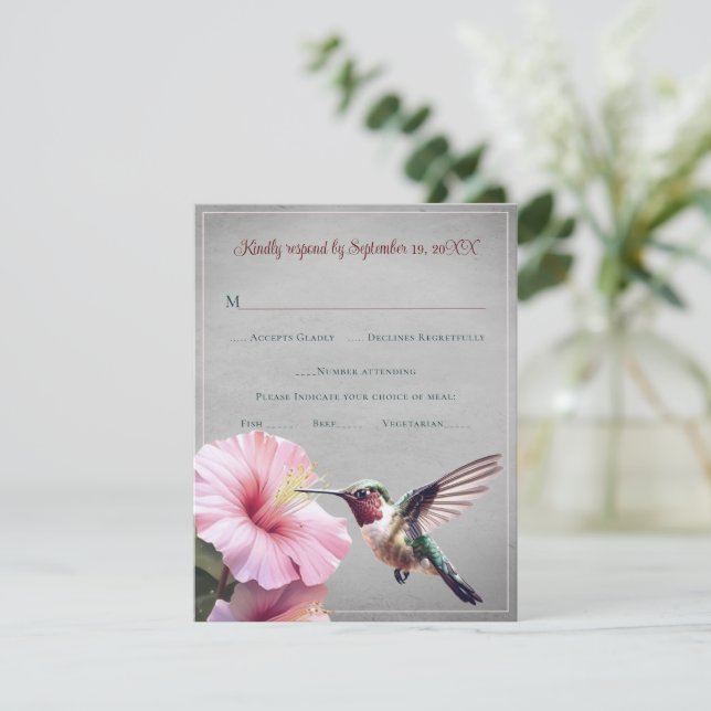 Hummingbird e Hibiscus | RSVP de Casamentos de Cin (Em pé/Frente)