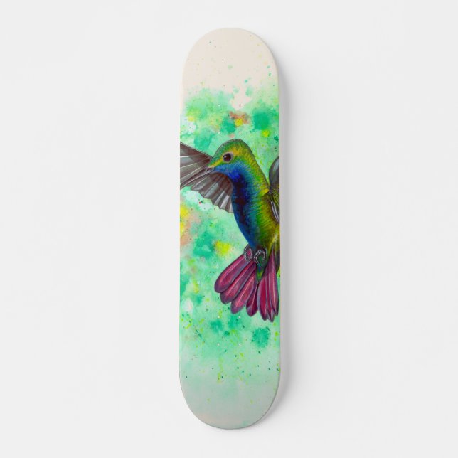 Hummingbird - skate de pintura acrílica (Frente)