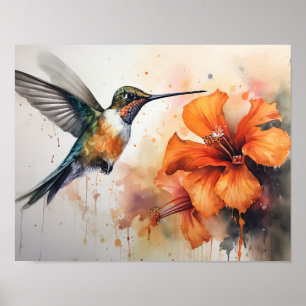 Hummingbird Watercolor Art Impressão