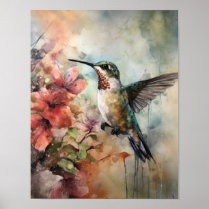 Hummingbird Watercolor Art Impressão