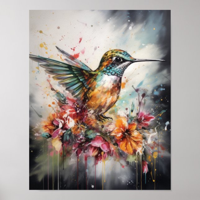 Hummingbird Watercolor Art Impressão (Frente)