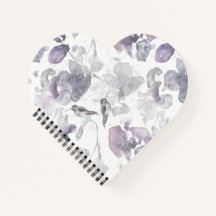 Hummingbird Watercolor Heart Notebook
