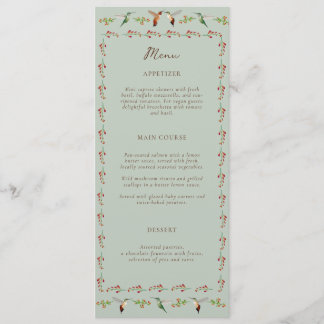 Hummingbird Wedding Menu
