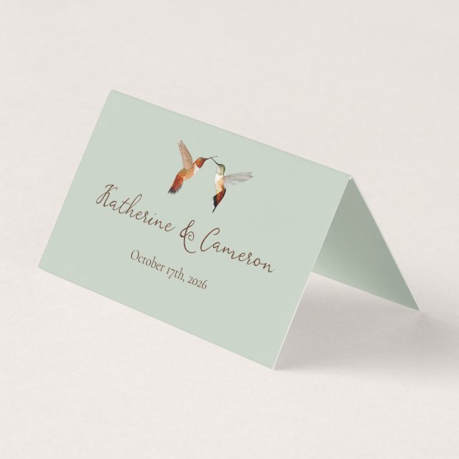 Hummingbirds Wedding Place Cards (Verso)