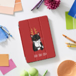 Humor de Gato de Natal Sarcástico<br><div class="desc">Um sarcástico,  irritado e sem entusiasmo gato de smoking preto e branco com chifres de Natal. Ho ho ho,  etc. Alterar ou remover o texto a ser personalizado.</div>