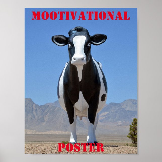 Humor Motivacional de Vaca Engraçada com Poster (Frente)