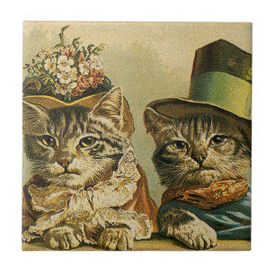Humor Vintage, Gatos de Noiva Vitoriana em Chapéus