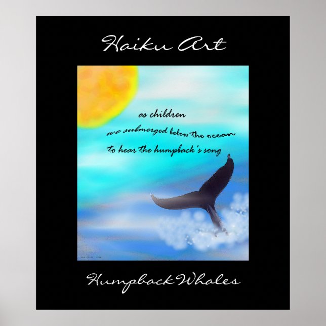 Humpback Whales Haiku Art Impressão (Frente)