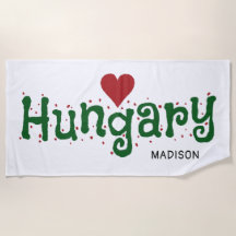 Hungria Amor nome personalizado toalha de praia