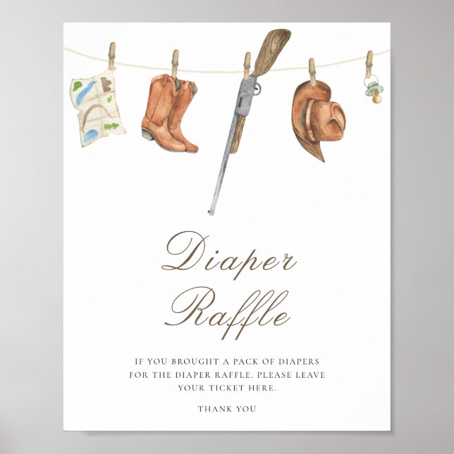 Hunter baby shower - diaper raffle poster (Frente)